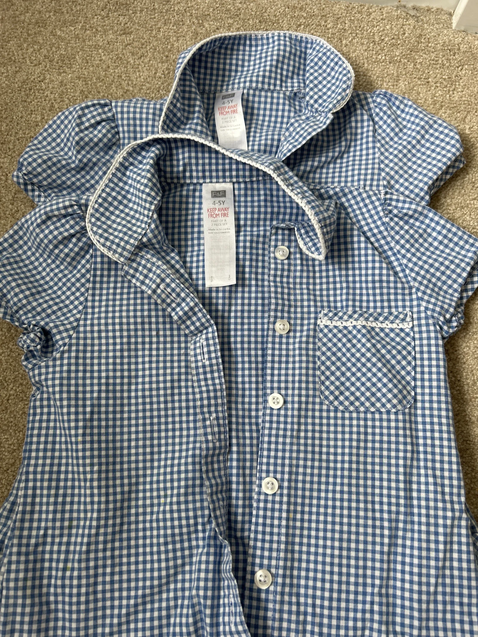2 girls blue gingham summer dresses. Age 4-5