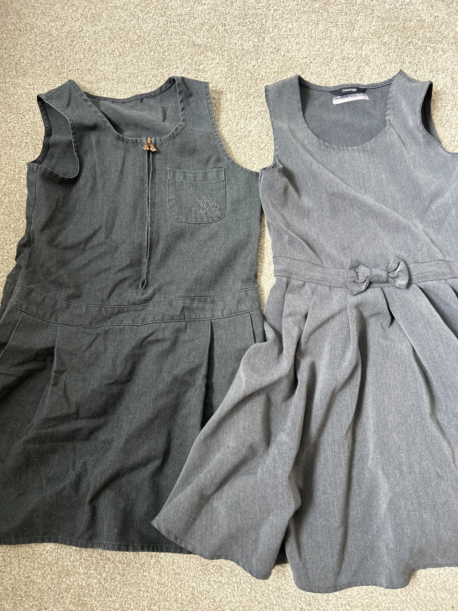 2 grey girls school dresses. Age 4-5