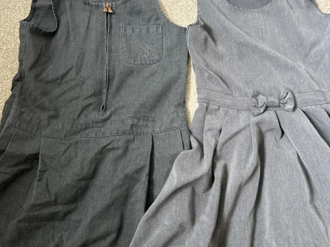 2 grey girls school dresses. Age 4-5
