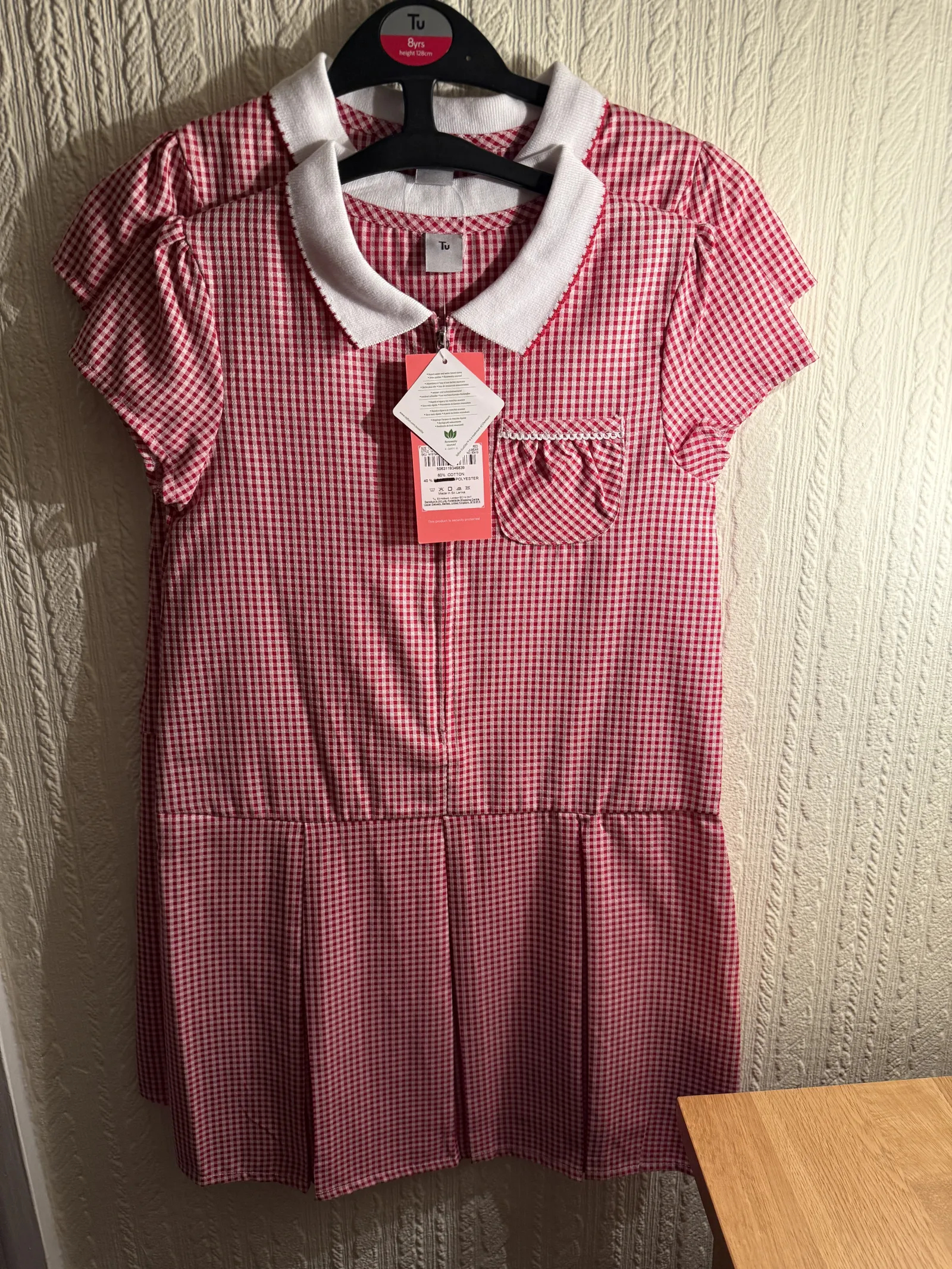 Red checked summer dress size 8
