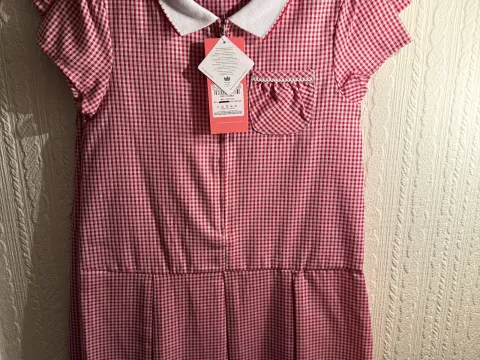 Red checked summer dress size 8