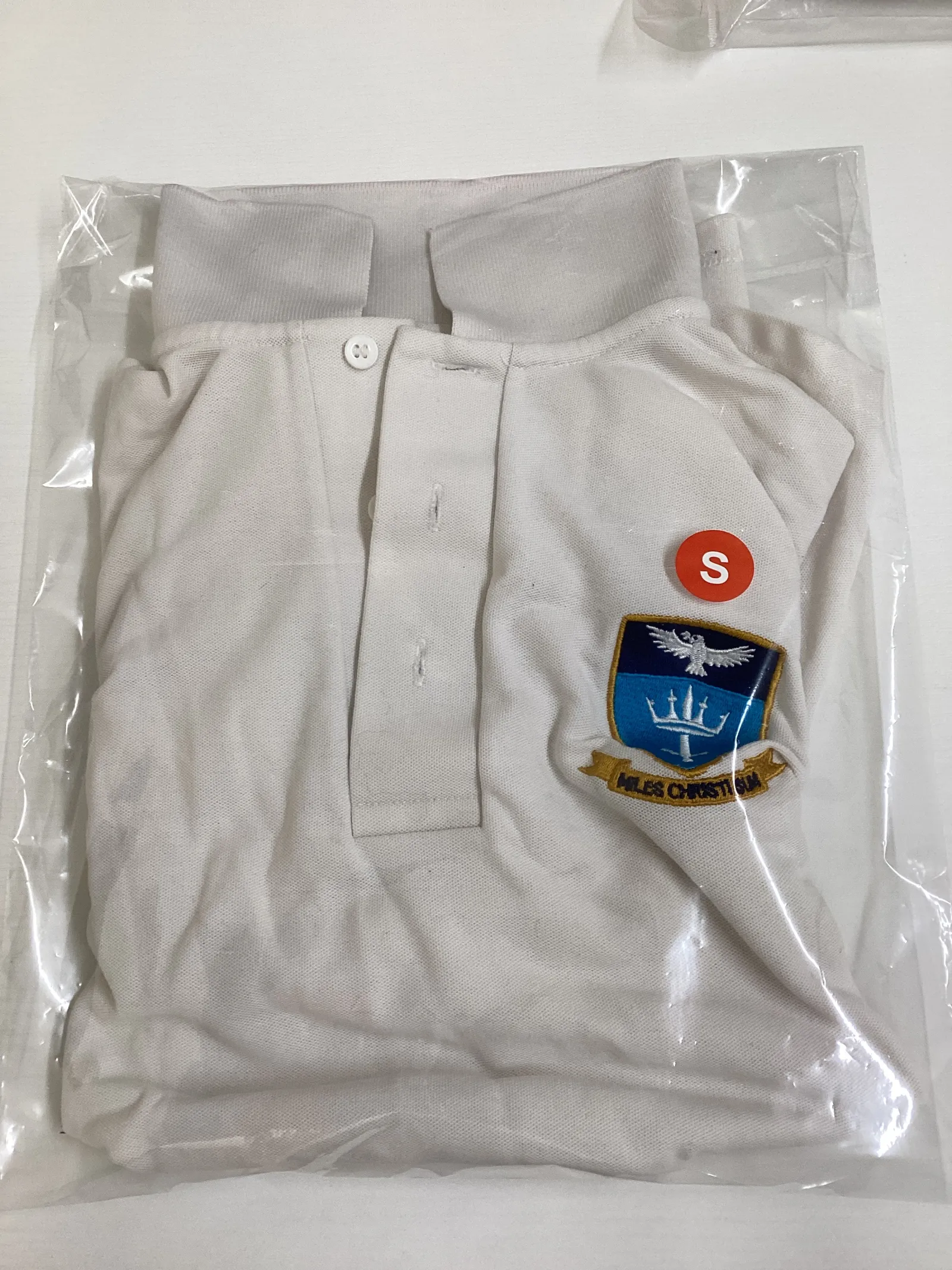 School PE white polo top