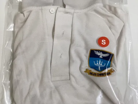School PE white polo top
