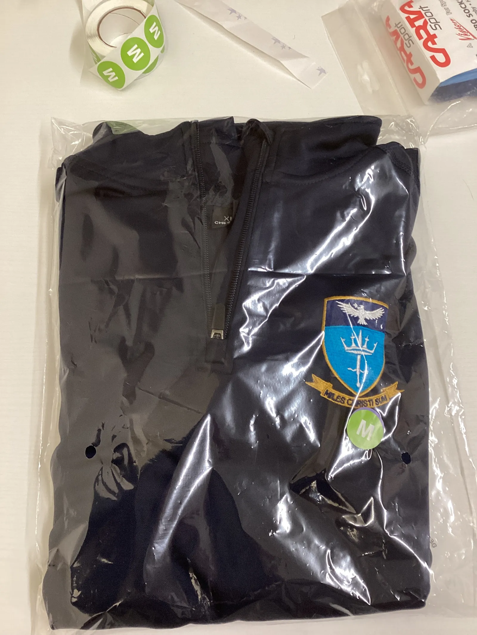 Navy badged quarter zip
