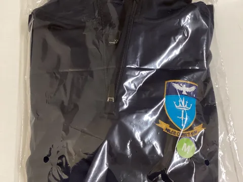 Navy badged quarter zip