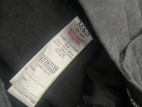 Grey school trousers
