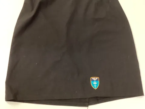 Black, straight school badged skirt