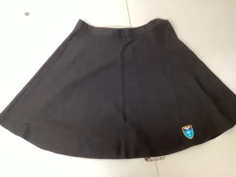 Flared, black, school badged skirt