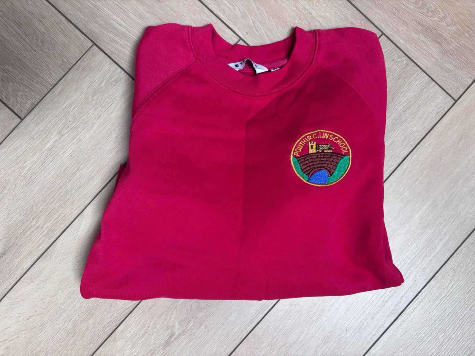 Trutex red jumper age 7-8 with Logo
