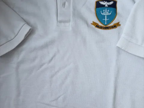 Girls PE white badged polo shirt